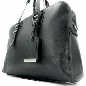 1円【鑑定済正規品・極上品】BVLGARI ブルガリ ブルガリマン ビジネスバッグ ブリーフケース メンズ チャーム レザー A4 PC◎ 大容量 黒