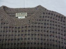 ☆美品☆ 80s USA製 ビンテージ L.L.Bean ネップ入り 総柄 ニット セーター sizeM ベージュ ☆古着 バーズアイ アウトドア オールド 90s_画像9