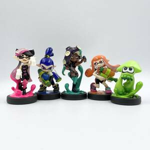 【中古】Splatoon amiibo まとめ 5点セット アオリ イカ(ライトグリーン) ボーイ ガール イイダ 1円～