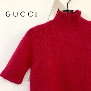 GUCCI　グッチ　レディース　トップス　半袖　ニット　セーター　ピンクレッド　