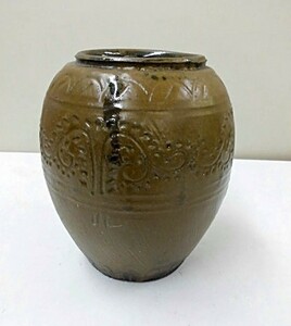 * 53388 ваза [.. структура ] φ15xH19. керамика ваза для цветов . японский стиль б/у **