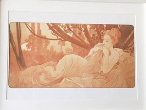 【ミュシャ 】絵柄16種展開「黄昏」朝日新聞 額絵シリーズ 印刷物 木製額装 アルフォンス・ミュシャ 44.1×33.8cm 絵柄違い有