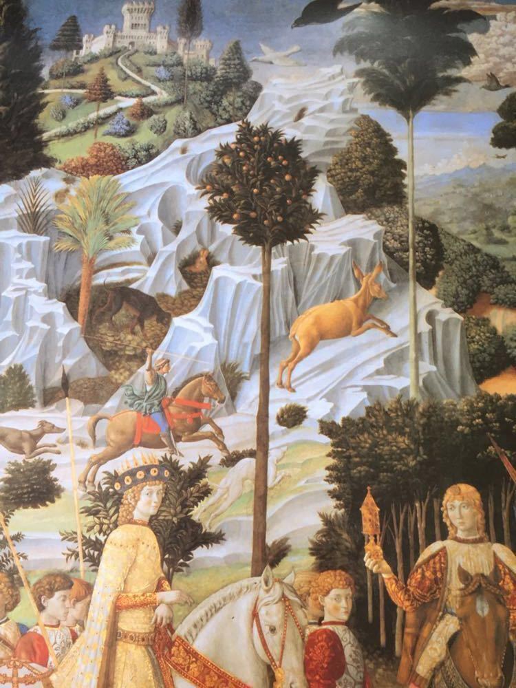 【イタリア製】ゴッツォーリ作｢ベツレヘムに向かう三王の旅｣大判ポスター 99×68cm リッカルディ宮殿 プリント印刷物 壁画 絵柄違い有り, 美術品, 絵画, その他