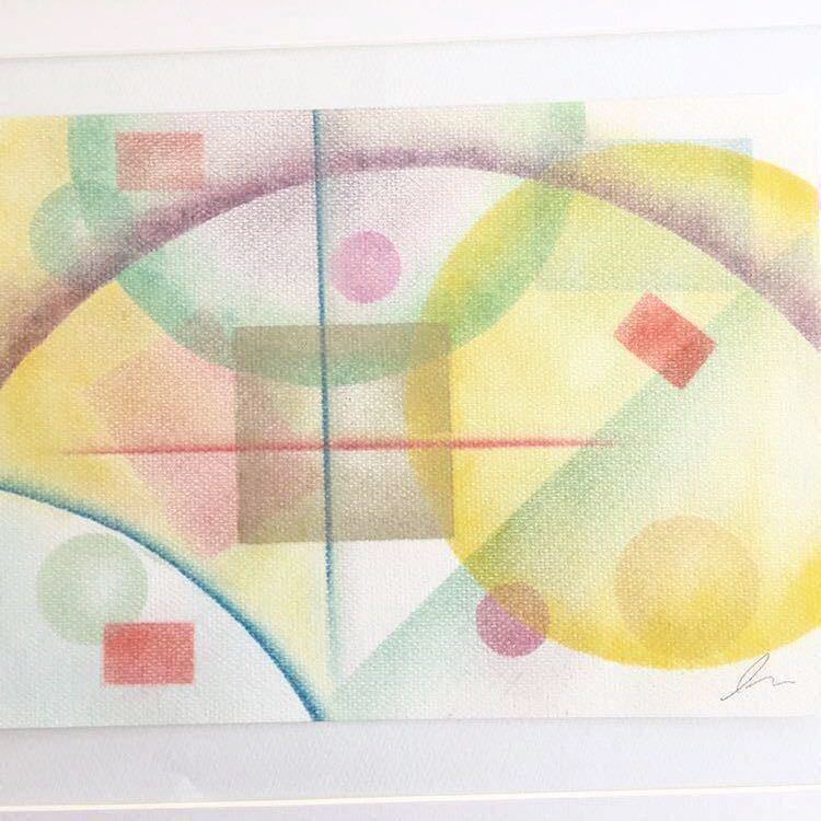 [Pastel original painting] 9 types of paintings Circles, Squares and Lines #2 by Lila Pastel color Feng Shui painting frame Guaranteed to be genuine Wooden frame 44.1 x 33.8 cm Hand-signed Different designs available, Artwork, Painting, graphic