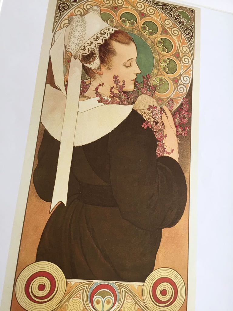 [Mucha] 16 modèles différents disponibles Erica Fleurs sur le quai Asahi Shimbun Série de tableaux encadrés Imprimés Cadre en bois Alphonse Mucha 44, 1 x 33, 8 cm Différents modèles disponibles, Ouvrages d'art, Peinture, graphique