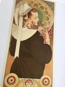 Art hand Auction 【ミュシャ 】絵柄16種展開｢岸壁のエリカの花｣朝日新聞 額絵シリーズ 印刷物 木製額装 アルフォンス･ミュシャ 44.1×33.8cm 絵柄違い有, 美術品, 絵画, グラフィック