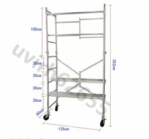 品質保証 1.25*0.6*2.52m折り畳み式 アルミ合金 足場 移動 工事 装飾 登る梯子 プラットフォーム 昇降できる