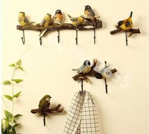 小鳥 コートハンガー 壁掛けフック 壁飾り 金属 樹脂 工芸品 アンティーク ヨーロピアン 雑貨 置物 レトロ_画像3