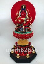 総檜材 木彫仏像 切金 仏師で仕上げ品 彩色愛染明王像 高さ30cm 仏教美術 精密細工_画像1