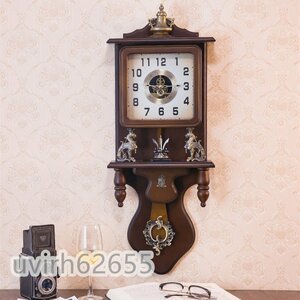 Art hand Auction Traditional Style Antique Wall Clock Pendulum Clock Wall Clock Radio Controlled Wall Hanging Wood Almost No Sound Quiet Unique Gear Design Handmade, table clock, wall clock, wall clock, wall clock, analog