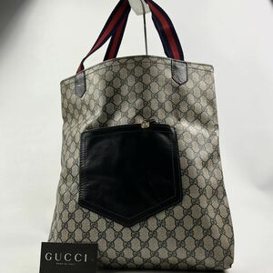 1円〜【最高級】 GUCCI グッチシェリーラインA4 ビジネスバッグ トートバッグ シェリーライン ネイビー GG 肩掛け◎ スプリーム レザー 