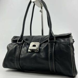 1円〜【最高級】 PRADA プラダ ブラック 黒 ハンドバッグ ラムレザー トートバッグ メンズ レディース ナイロン 鞄