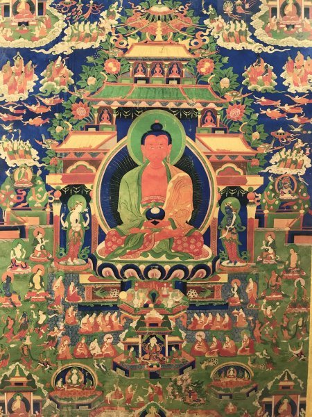 Swastika Buddhist Art [Amida Nyorai Paradise Pure Land Buddhist Painting] 68cm Search: Reproduction Miniature Painting Bodhisattva Buddha Statue Saizo Esoteric Buddhism Mandala Tathagata, painting, Japanese painting, person, Bodhisattva