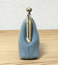 ★ ハンドメイド ミニ がま口 ポーチ 小銭入れ お財布 choucho DOP ライトブルー ★ ミナペルホネン ちょうちょ ドップ 生地 はぎれ mina_画像3