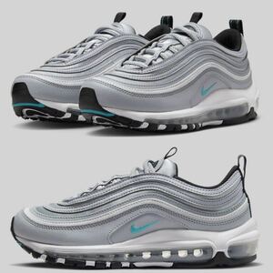 ★売切★NIKE WMNS AIR MAX97 ウルフグレーxシルバーxホワイトxアクアUS7(25cm)新品国内正規★JORDANダンクエアマックス95国内定価￥23,100