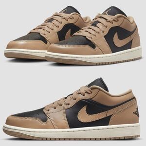 ★売切★NIKE WMNS AIR JORDAN1 LOWデザートxブラックセイルwmnsUS8(25cm)新品国内正規品★ジョーダン1国内定価￥14,300