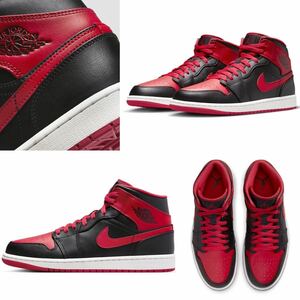 ★売切★NIKE AIR JORDAN1 MID BRED(ブレッド)US10新品国内正規品★ダンクジョーダンBANNED黒赤国内定価￥16,500