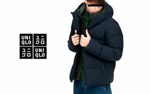 UNIQLO ユニクロ シームレスダウンパーカーS/フード付き ダウンジャケット/ダウンフーディ/ダウンブルゾン/ネイビー/メンズ/311-419989