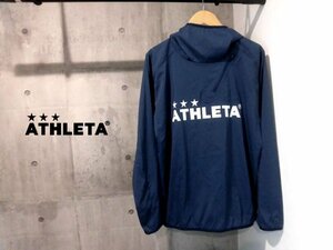 美品 ATHLETA アスレタ トレーニング ストレッチ ピステ プルオーバー パーカーL/紺 ネイビー/メンズ/サッカー フットサル