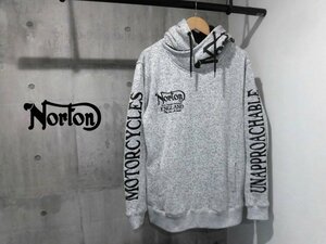 美品/NORTON MOTORCYCLES ノートン モーターサイクル 183N1302 撥水 ポリ杢 フード ビッグロゴ パーカーXL/プルオーバー フーディ/メンズ