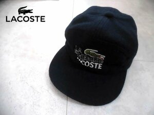 LACOSTE ラコステ ワニロゴ刺繍 メルトン ウールキャップ/L 58cm/帽子/日本製/90s ヴィンテージ 90年代