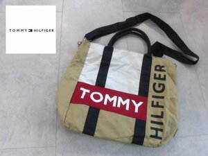 TOMMY HILFIGER トミーヒルフィガー ロゴプリント 2WAY ショルダーバッグ/トートバッグ ハンドバッグ/鞄 カバン/ベージュ