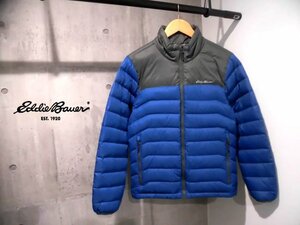 EDDIE BAUER エディーバウアー 配色切替 ダウンジャケット/US XS/ダウンブルゾン/青 灰/メンズ/8202468/アウトドア/程度良好