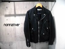 nonnative ノンネイティブ NN-J1913 RIDER SHORT JACKET-C/L SATIN ショート ライダースジャケット1/ネイビー/メンズ/日本製_画像1