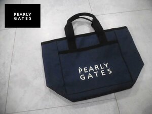 美品 PEARLY GATESパーリーゲイツ ロゴプリント リップストップナイロン カートバッグ/ランチバッグ/ネイビー/鞄 カバン/レディース/ゴルフ