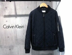 美品 Calvin Klein カルバンクライン 中綿入り キルティング フライトジャケットL/MA-1 ミリタリー ブルゾン/紺 ネイビー/メンズ/1419093