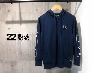 BILLABONG ビラボン ハイブリッド ジップアップパーカーM/袖ロゴプリント 水陸両用 ZIPフーディ/ラッシュガード/ネイビー/メンズ/AH011-868