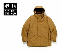 UNIQLO ユニクロ ハイブリッド ダウンパーカーM/フード付き ダウンジャケット/ダウンブルゾン/ブラウン/メンズ/311-421716_画像1