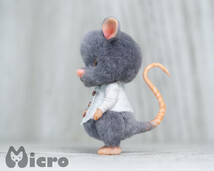 ★Micro★「Mouse」高さ4.1ｃｍ・ねずみ・ハンドメイド・アンティーク風・羊毛フェルト・ドールハウスなどに★_画像5