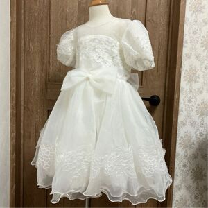 女の子　ドレス　110 発表会　結婚式　セレモニー　プリンセス ウエディングドレス ホワイト ウェディングドレス