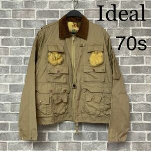 美品 Ideal Vintage Fishing Jacket L イディール フィッシングジャケット カーキ TALONジップ 1960 70s ビンテージ