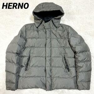 1円【高級感】HERNO　ヘルノ ダウンジャケット　大きいサイズ　GORE WINDSTOPPER 52 2XL　灰色　グレー　メンズ　アウター