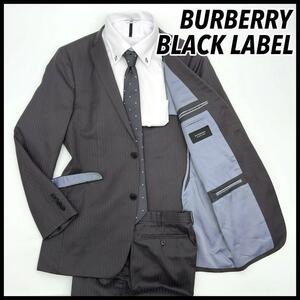 ☆希少サイズ42☆BURBERRY BLACK LABEL バーバリーブラックレーベル セットアップスーツ　テーラードジャケット 光沢 グレー 紳士服