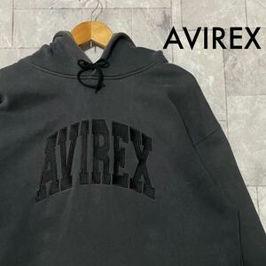 AVIREX アヴィレックス スウェット パーカー トレーナー ビッグ刺繍ロゴ オーバーサイズ フード 上野商会 ミリタリー サイズ2XL 玉FL3232