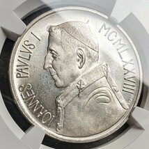 ★1円スタート 世界に11枚 希少銀貨 1978年バチカン市国ヨハネ・パウロ1世 1000リラ 銀貨 鑑定 NGC MS65 シルバーコイン金貨銀貨多数出品中_画像1