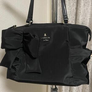 【LANVIN en Bleu】ニナトートバッグ リボン ナイロン×レザー ［ランバンオンブルー］【非喫煙者、ペットなし】