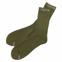 supreme大阪店購入シュプリーム × Hanes ヘインズ別注限定ロゴ入りソックス 新品未使用 オリーブ CREW SOCKS OLIVE 靴下一足売り_画像2