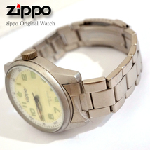 【未使用品】ＺＩＰＰＯ　腕時計　シルバーxライトグリーン　送料無料　電池交換　４０ｍｍ　ジッポー　F2_画像4
