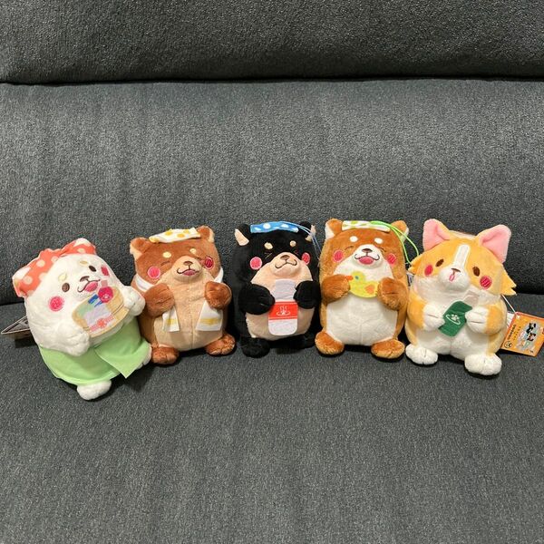 ★新品未使用品★忠犬もちしば　ぽかぽか温泉　ぬいぐるみ5種セット