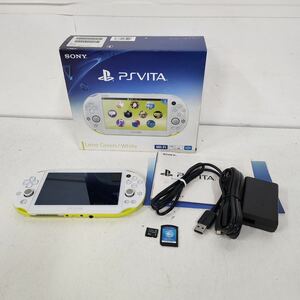 画面焼け ジャンク PlayStation Vita Wi-Fiモデル ライムグリーン/ホワイト PCH-2000ZA13 艦これ改/メモリースティック8GB付き【NK4670】