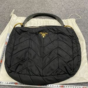 12159 プラダ PRADA ワンショルダー ハンドバッグ キルティング ナイロン レザー NERO ブラック BR3799 