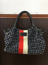 43801　kate spade　ケイトスペード　柄　トート　バッグ　レザー　キャンバス_画像1