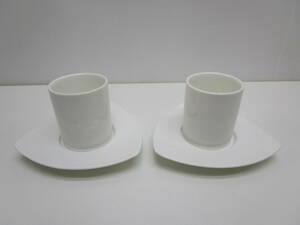 ku921* ceramics made stylish cup & saucer 2 customer * unused 