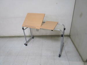 N121*komeli flexible type bed table AT-8040R with casters Athena Life made construction type * secondhand goods 