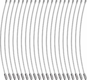 ワイヤーキーホルダー キーチェーン ネジ式 キーリング ステンレス製 スチールケーブル 紛失 盗難防止 16cm 20本セット シルバー