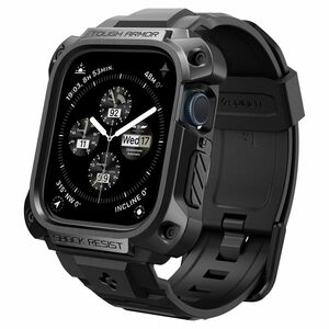 Spigen AppleWatch バンド 45mm Series 9/8/7対応 ケース一体型 耐衝撃 ACS05237 ブラック